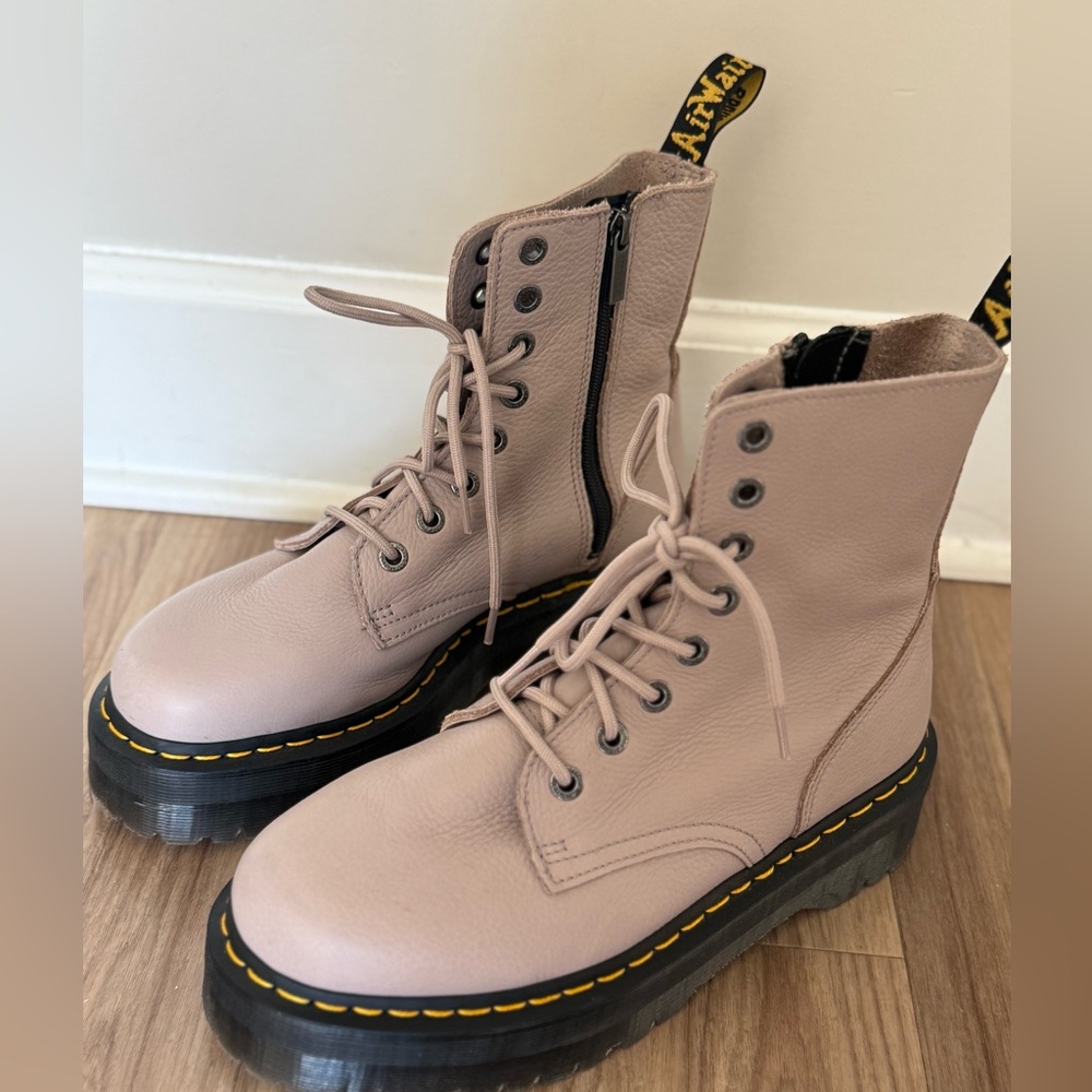 Dr. Martens Taupe Suede Ankle Boots